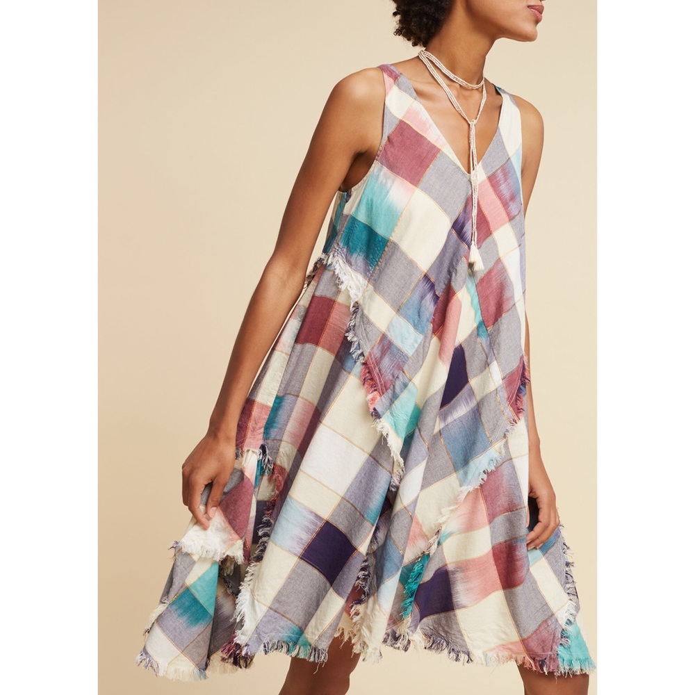 Anthropologie Maeve Metallic Plaid Dress Small